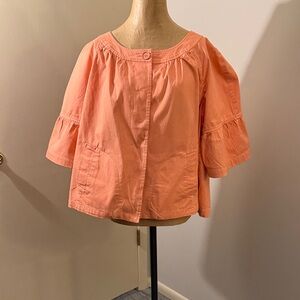 Talbots Peach Blouse with Ruffle Sleeves